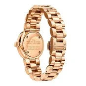 高級感あるゴールドメタル腕時計、バックルと裏蓋が特徴のデザイン