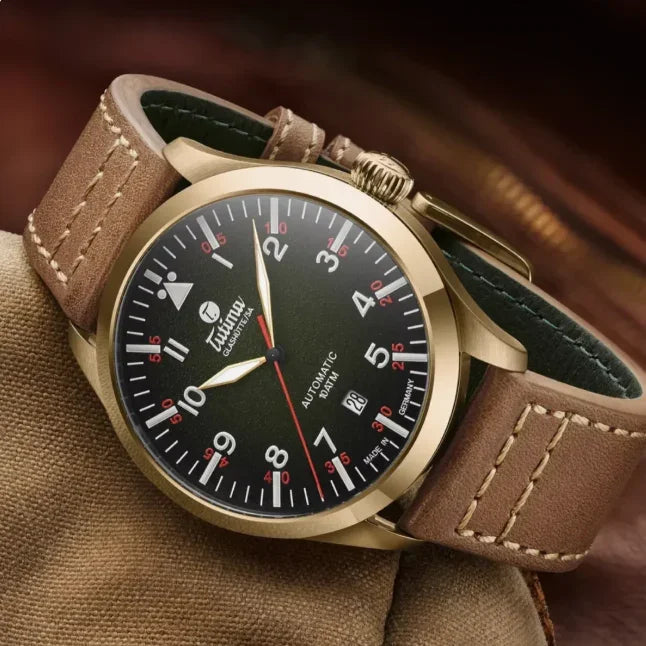 Brown automatic mechanical leather watch from CONTÉVANOU