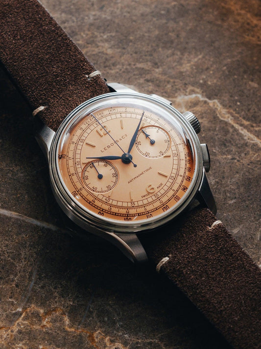 Brown chronograph mechanical leather watch from CONTÉVANOU
