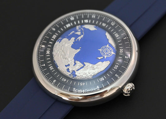 Blue silver mechanical watch from CONTÉVANOU