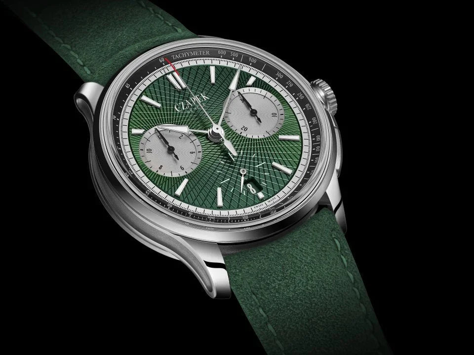 Green chronograph mechanical watch from CONTÉVANOU
