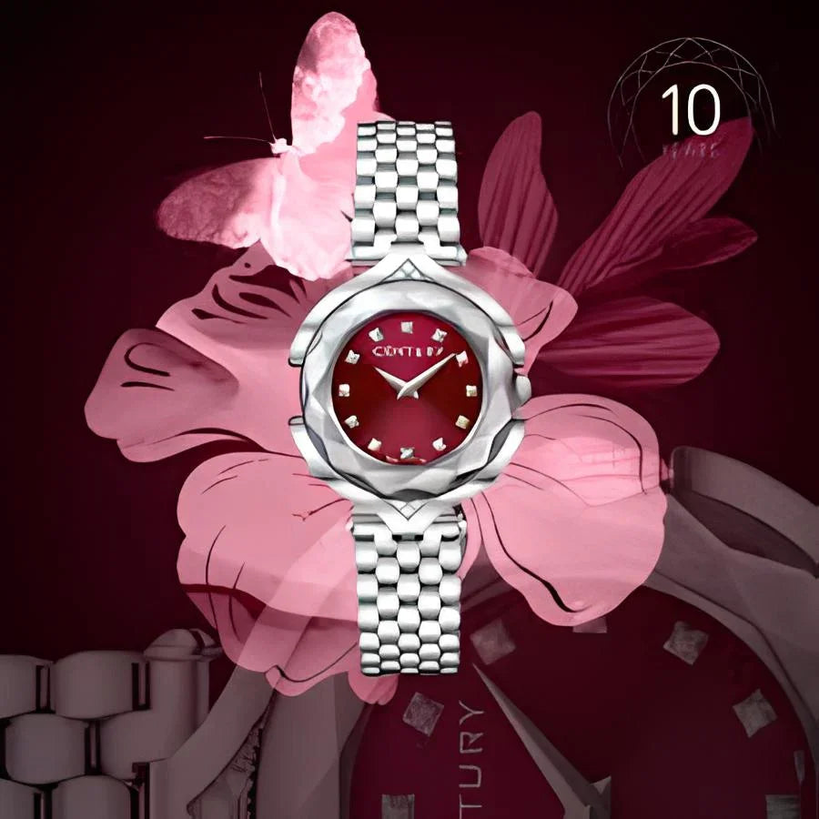 Silver red diamond watch from CONTÉVANOU