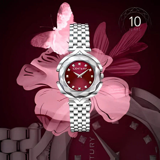 Silver red diamond watch from CONTÉVANOU