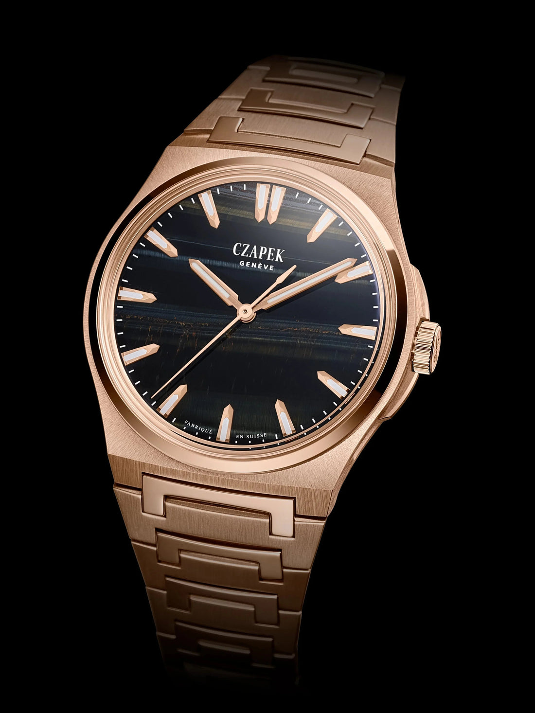 CZAPEK rose gold-tone black mechanical watch