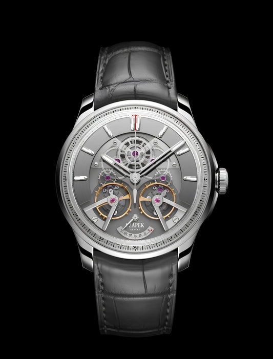 Black skeleton mechanical leather watch from CONTÉVANOU