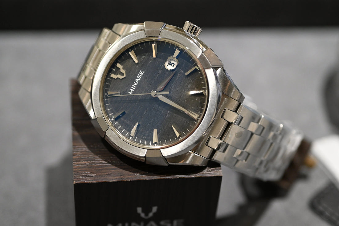 MINASE silver stainless-steel watch
