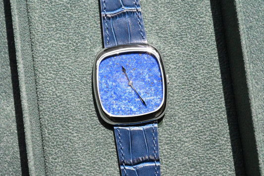 Blue lapis lazuli mechanical watch from CONTÉVANOU