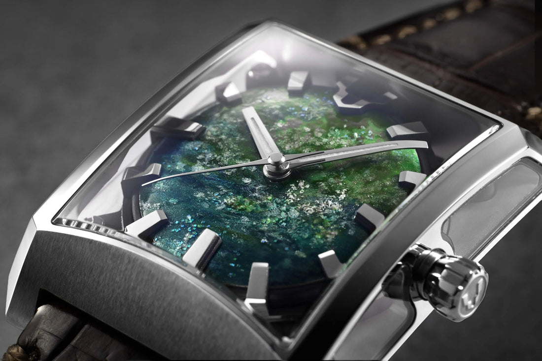 Blue green mechanical watch from CONTÉVANOU