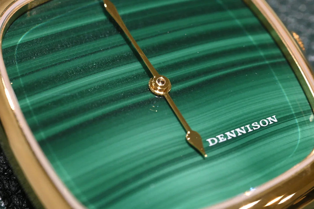 DENNISON gold-tone malachite watch