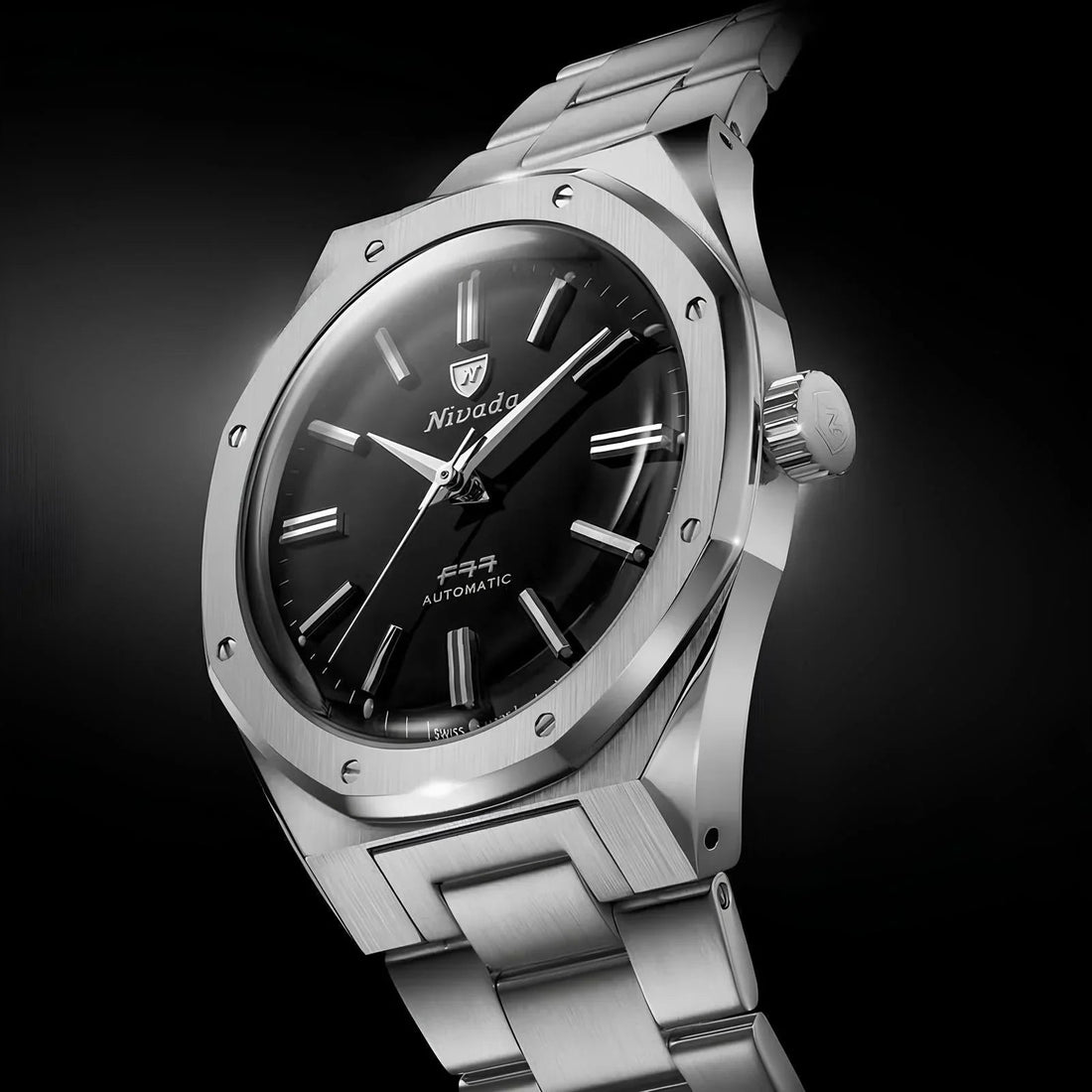 Black silver mechanical stainless-steel watch from CONTÉVANOU