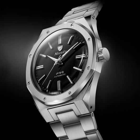 Black silver mechanical stainless-steel watch from CONTÉVANOU