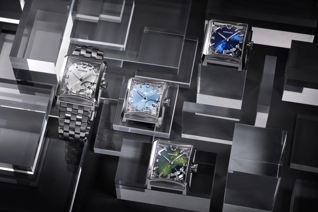 MINASE blue green silver watch