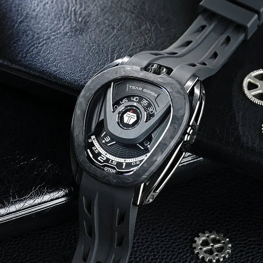 Black mechanical rubber watch from CONTÉVANOU