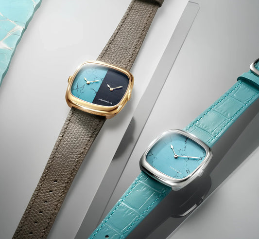 Silver gold-tone turquoise leather watch from CONTÉVANOU