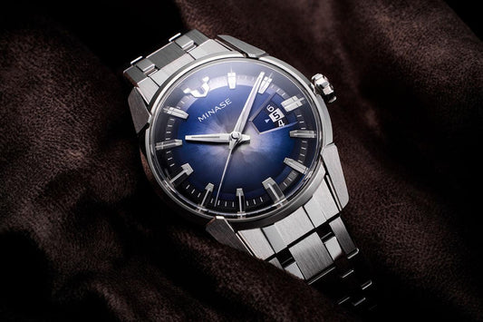 MINASE blue silver mechanical stainless-steel watch