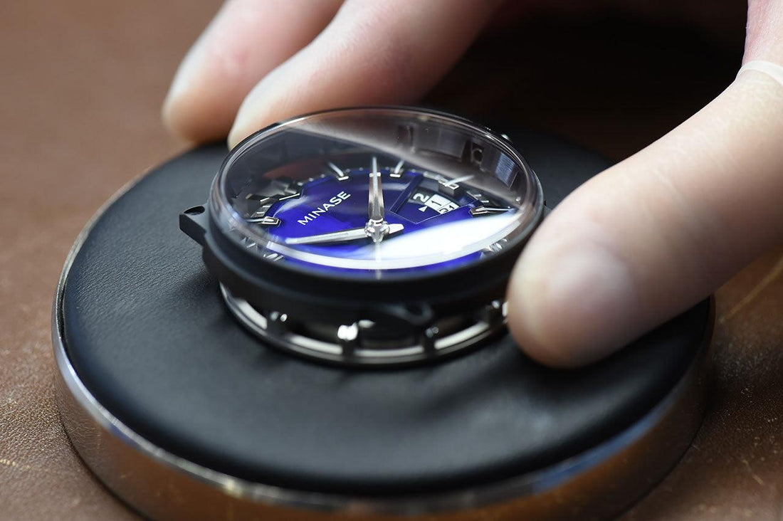 MINASE blue silver mechanical watch