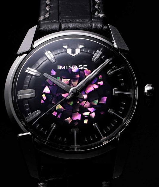 MINASE black mechanical leather watch