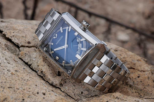 MINASE blue mechanical stainless-steel watch