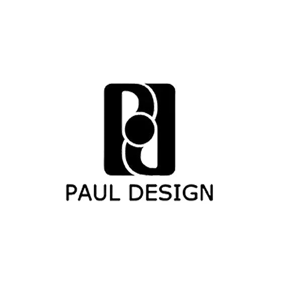 幾何学的な黒いロゴと「PAUL DESIGN」文字が特徴の腕時計・宝飾品ロゴ画像