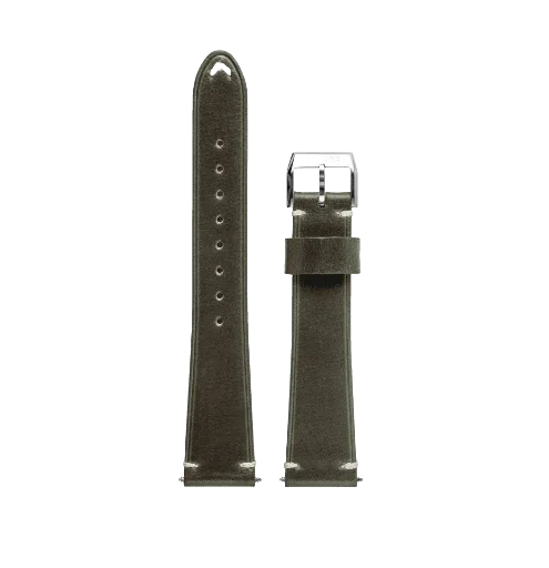 高級感あるグレーのレザー時計ベルト、交換用ストラップ正面画像